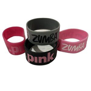 ZUMBA Party in Pink Wrist Bands Breast Cancer Awareness New Set Of 4 - No Box